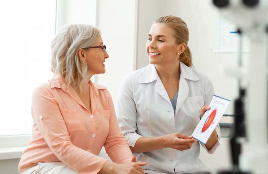 Doctor discussing eye information with patient